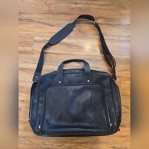 Levenger Black Leather Laptop Travel Bag
